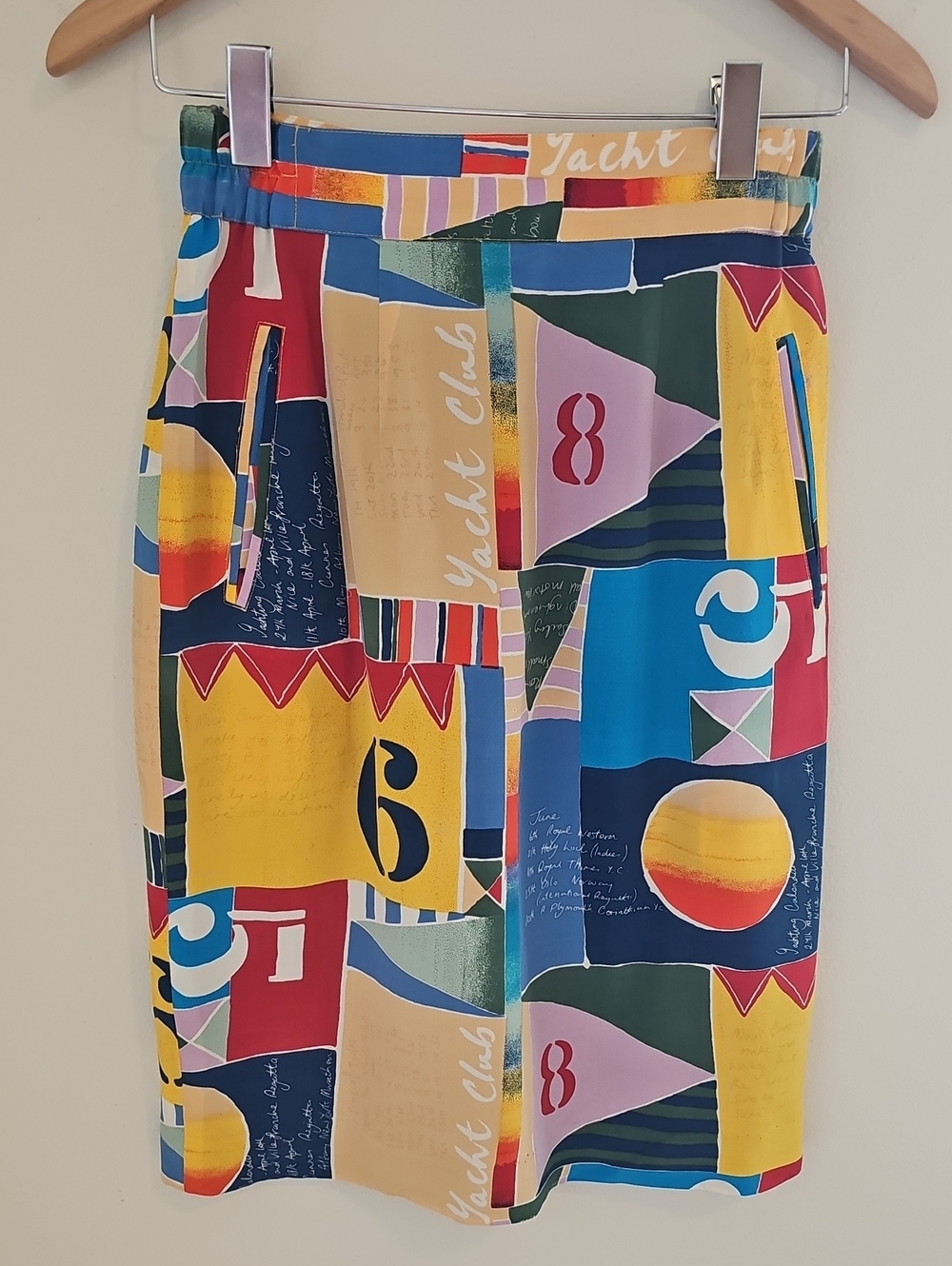 Rare Vintage 100% Silk Skirt By Gary Fabrikant. Colorful Nautical. Size 4